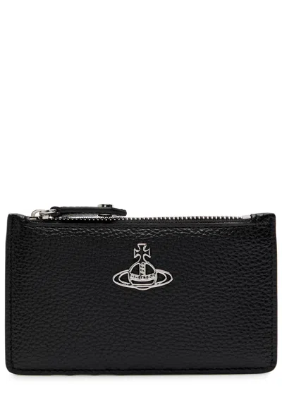 Vivienne Westwood Orb Faux Leather Card Holder In Black