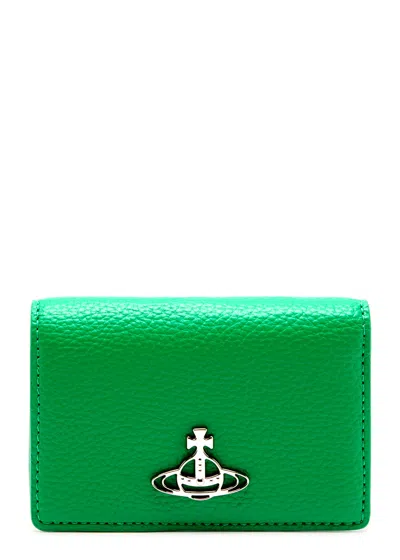 Vivienne Westwood Orb Faux Leather Card Holder In Green