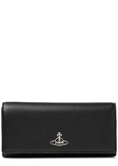 Vivienne Westwood Orb Grained Faux Leather Wallet In Black