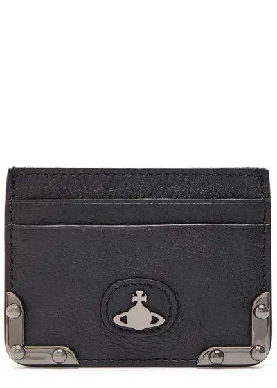Vivienne Westwood Orb Grained Leather Card Holder In Black