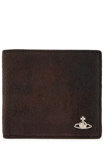 Vivienne Westwood Orb Grained Leather Wallet In Brown