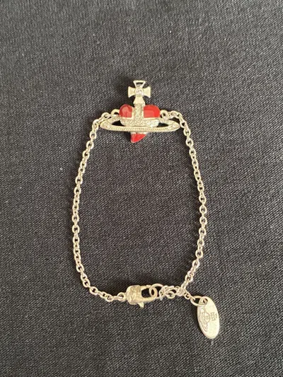 Pre-owned Vivienne Westwood Orb Heart Bracelet In Ash Silver