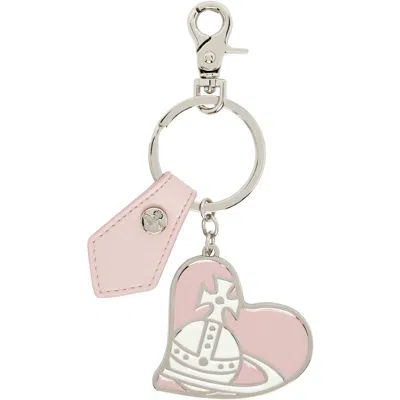 Vivienne Westwood Orb Heart Keychain In Metallic