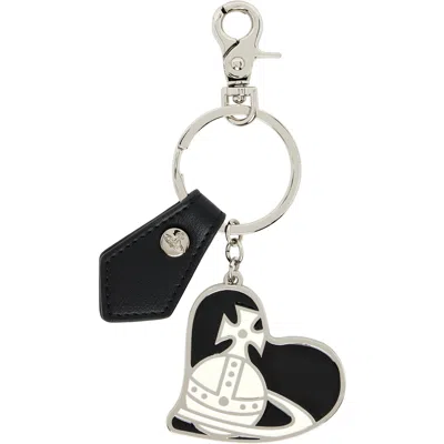 Vivienne Westwood Orb Heart Keychain In Ss26-n401 Black Smoo