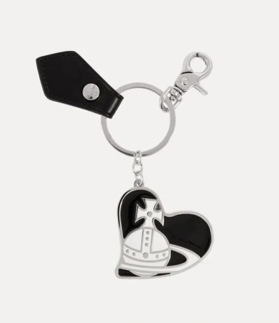 Vivienne Westwood Orb Heart Keyring Metal Black-smooth-pu One Size Unisex In Multi
