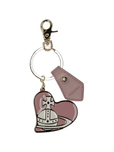 Vivienne Westwood Orb Heart-pendant Keyring In Brown