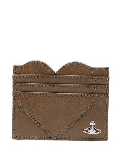 Vivienne Westwood Orb Heart-patch Card Holder In Brown