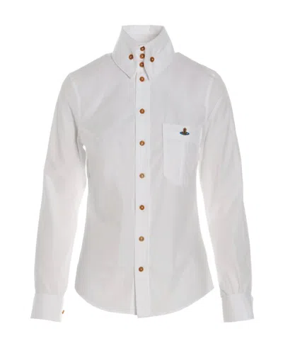 Vivienne Westwood Orb High-collar Cotton Shirt In White