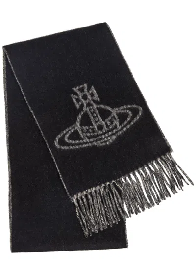VIVIENNE WESTWOOD VIVIENNE WESTWOOD ORB-INTARSIA WOOL SCARF