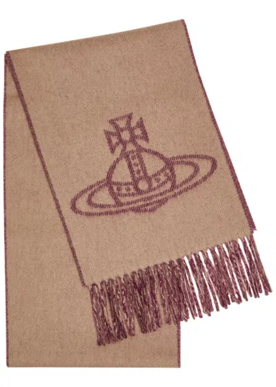 VIVIENNE WESTWOOD VIVIENNE WESTWOOD ORB-INTARSIA WOOL SCARF