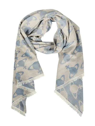 Vivienne Westwood Orb Jacquard Scarf In Blue
