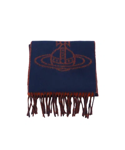 Vivienne Westwood Orb-jacquard Scarf In Blue