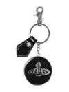 Vivienne Westwood Leather "orb" Keychain In Black