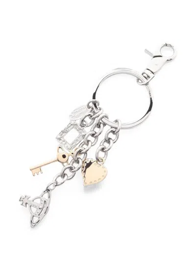 Pre-owned Vivienne Westwood Orb Keyring In Silver