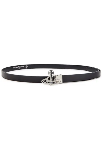 Vivienne Westwood Orb Leather Belt In Black