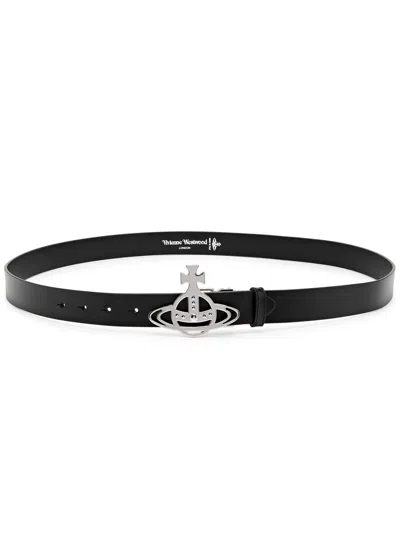 Vivienne Westwood Orb Leather Belt In Black