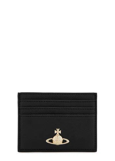 Vivienne Westwood Orb Leather Card Holder In Black