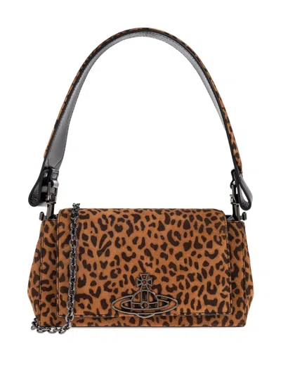 Vivienne Westwood Orb Leopard-print Shoulder Bag In Brown