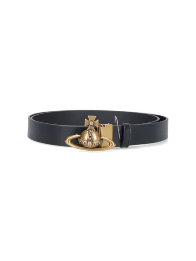 Vivienne Westwood 'orb' Logo Belt In Black  