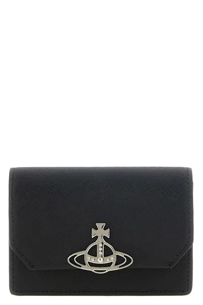 Vivienne Westwood 'orb' Logo Card Holder In Nero