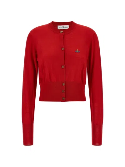 Vivienne Westwood Cropped Fitted Cardigan With Button-down Front In Red
