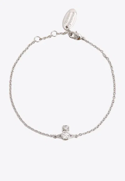 Vivienne Westwood Orb Logo Crystal Bracelet In Metallic