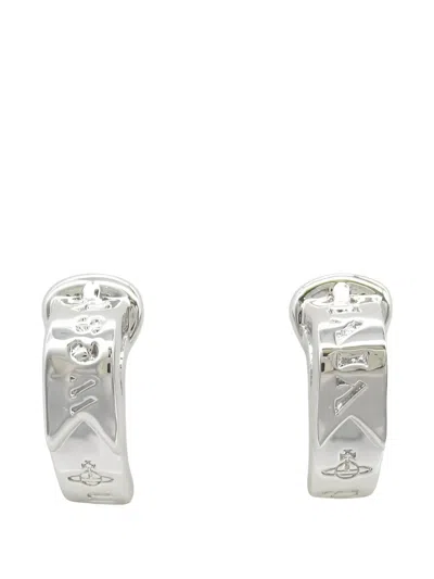 Pre-owned Vivienne Westwood Orb Logo Earrings In Silver