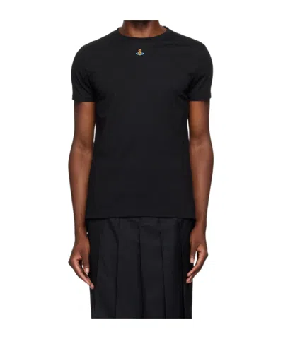 Vivienne Westwood Orb Logo-embroidered T-shirt In Black