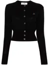 Vivienne Westwood Bea Black Cardigan With Orb Embroidery And Branded Button In Cotton And Cashmere Woman In 黑色