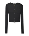 Vivienne Westwood Orb-embroidered Cropped Cardigan In Black