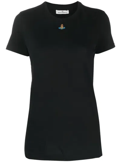 Vivienne Westwood Orb Logo-embroidered T-shirt In Black
