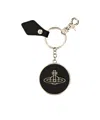 Vivienne Westwood Orb Logo-plaque Patent-leather Keyring In Black