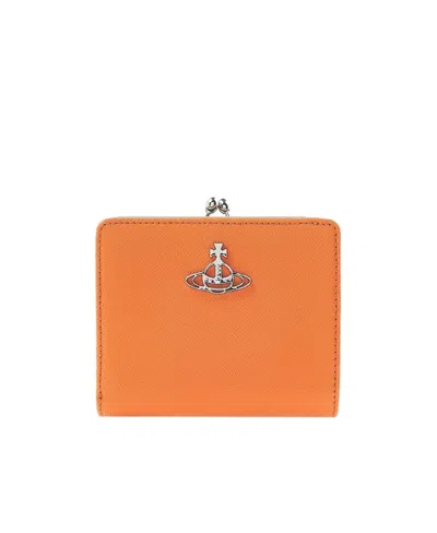 Vivienne Westwood Orb Logo-plaque Wallet In Orange