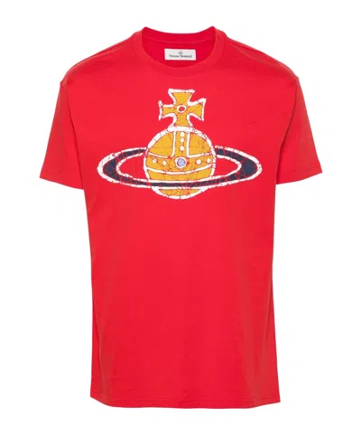 Vivienne Westwood Orb-logo-print Cotton T-shirt In Red