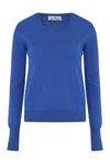 Vivienne Westwood Orb-embroidered Cotton-cashmere Jumper In Blue