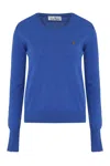 Vivienne Westwood Orb-embroidered Cotton-cashmere Jumper In Blue