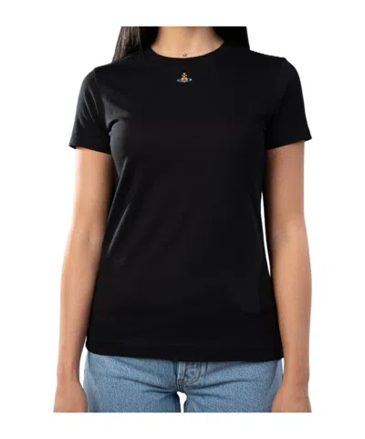 Vivienne Westwood Orb Logo-embroidered T-shirt In Black
