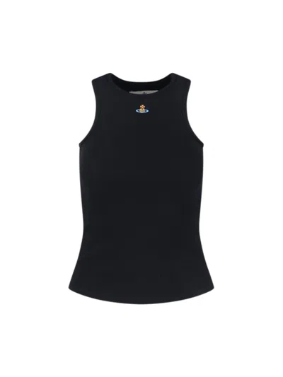 Vivienne Westwood Fitted Black Sleeveless Top With High Neckline