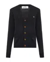 Vivienne Westwood Black V Neck Cardigan With Orb Embroidery In Cotton And Cashmere In Black