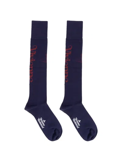 Vivienne Westwood Orb Logo-embelishment Socks In Blue