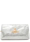 Vivienne Westwood Orb Mini Metallic Leather Pouch In Silver