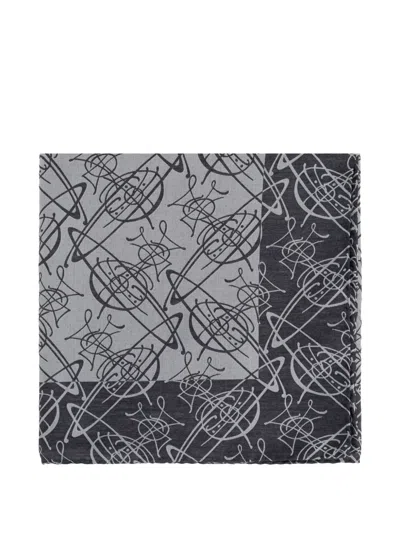Vivienne Westwood Orb Monogram Scarf In Black