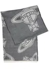 Vivienne Westwood Orb-monogrammed Cotton-blend Scarf In Gray