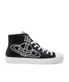 Vivienne Westwood High Top Canvas Plimsoll Cotton Canvas Black 11-45 Men In Black