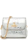 Vivienne Westwood Orb Nano Metallic Leather Cross-body Bag In Silver