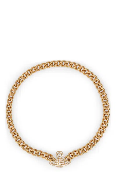 Vivienne Westwood Necklace With Pendant And Decorative Crystals In Green