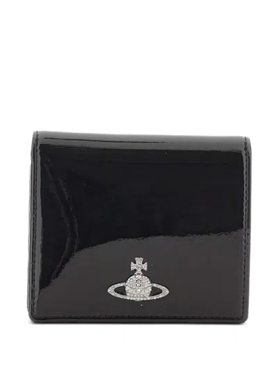 Vivienne Westwood Orb Patent Wallet In Black