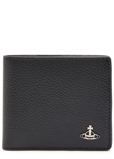 Vivienne Westwood Orb Pebbled Leather Wallet In Black