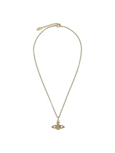 Vivienne Westwood Orb Pendant Embellished Necklace In Gold