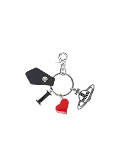 Vivienne Westwood Heart Charm Metal Keyring Accessory In Black